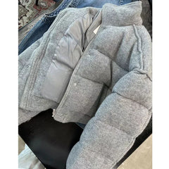 Grey Puffer Short Jacket - Free From Label