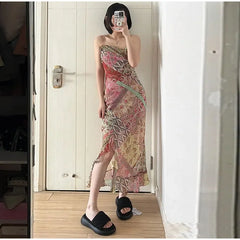 Paisley Patchwork Cowl-Neck Maxi Dress
