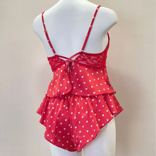 Satin Dotted Cami Crop Top with Shorts Sleepwear Set
