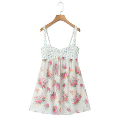 Floral Print Sling Mini Dress