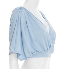 Deep V-neck Half Sleeve Crop Top