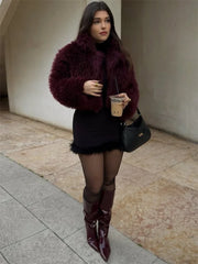 Faux Fuzzy Fur Crop Coat