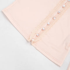 Lace Trim Button Front Cropped Top And Capri Pants Set