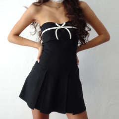 Black Tube Strappy Bow Design Mini Dress - Free From Label