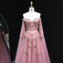 Off-Shoulder Tulle Sequin Flower Petal Embroidered Gown