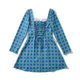 Gingham Print Long Sleeve Mini Dress