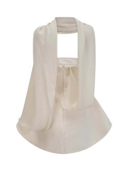 White Strapless Draped Scarf Neck Mini Dress
