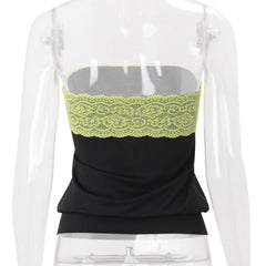 Black Lace Trim Tube Top
