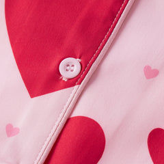 Long Sleeve Heart Print Tops and Elastic Waist Shorts Loungewear Set