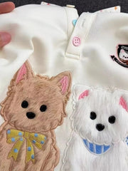 Pet Embroidery Print Collar Sweatshirt