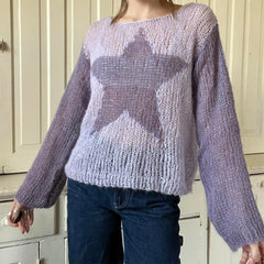 Contrast Colour Star Pattern Long Sleeve Knitwear Pullover