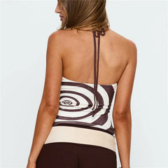 Spiral Print Halter Top