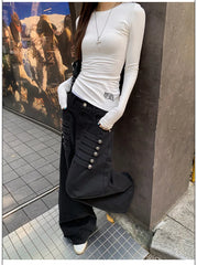 Multi Button Flap Pocket Cargo Pants