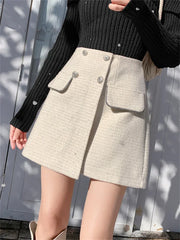 Tweed Sparkle Buttoned Mini Skirt Free From Label