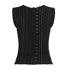 Black Knit Bow Trim Crop Top