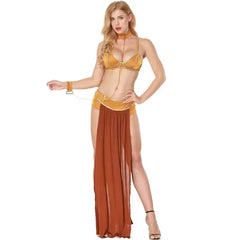 “Leia Huttslayer cosplay costume with belt and drape”