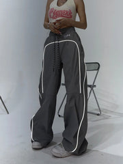 Women Reflective Stripe Y2k Baggy Sweatpants