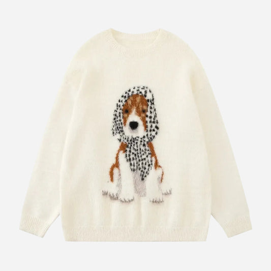 Cartoon Dog Jacquard Sweater