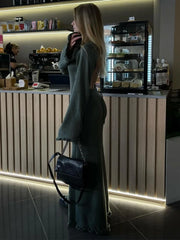 Knitted Backless Long Sleeve Maxi Dress