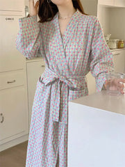 Printed Long Sleeve Night Gown Robe