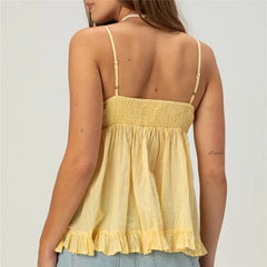 Spaghetti Strap V-neck Babydoll Top