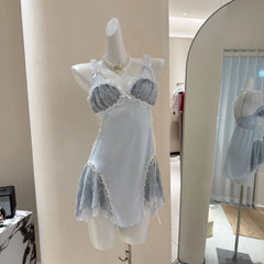 Lace Pachwork Babydoll Mini Nightdress
