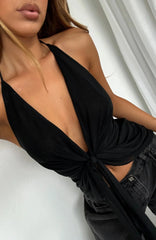 Halter Ruched Front Knot Crop Top