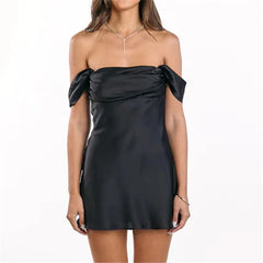 Satin Off-Shoulder Strapless Mini Dress
