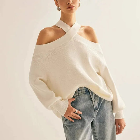 Cross Strap Off Shoulder Sweater