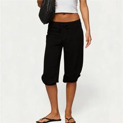 Drawstring Low Waist Capri Sweatpants