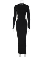 Black Long Sleeve Contrast Strap Maxi Dress - Free From Label