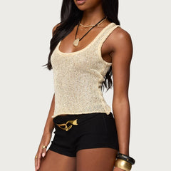 Sequin Sheer Knit Tank Top