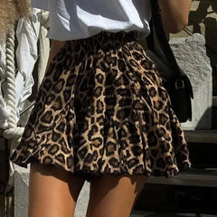 Leopard Printed Elastic Mini Skirt