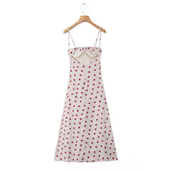 White Hearts Printed Underwired Strap Midi Dress