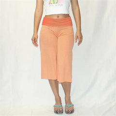 Striped Fold Over Wide Leg Capri Pants