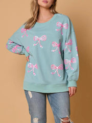 Sequin Bow Print Sweatshirt