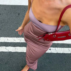 Purple Patchwork Cami Long Dress