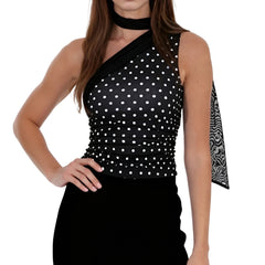 One Should Halter Scarf Mesh Tank Top