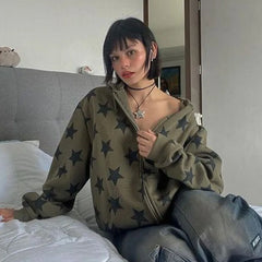 Green Star Zip Up Hoodie