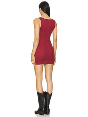 Red V-Neck Bow Sleeveless Mini Dress - Free From Label