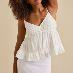 Ruffle Hem Crop Tank Top