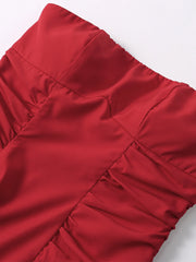 Red Strapless Midi Dress