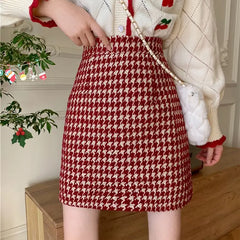 Gingham Plaid High Waist Mini Pencil Skirt Free From Label