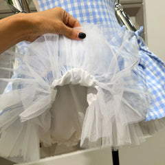 Gingham Spaghetti Strap Bow Tulle Hem Mini Dress