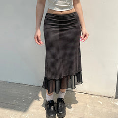 Patchwork Polka Dot Midi Skirt