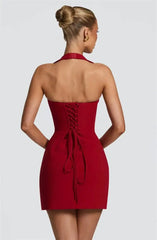 Halter Strap Solid Bodycon Mini Dress