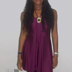 Halter Tie Decorative Pendant Draped Mini Dress