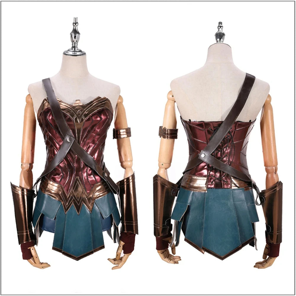 “Wonder Woman Diana cosplay costume with armor corset and skirt”