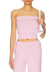 Ribbed Tube Top And High Waist Pants Set