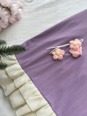 Purple Knitted 3D Flower Mini Dress